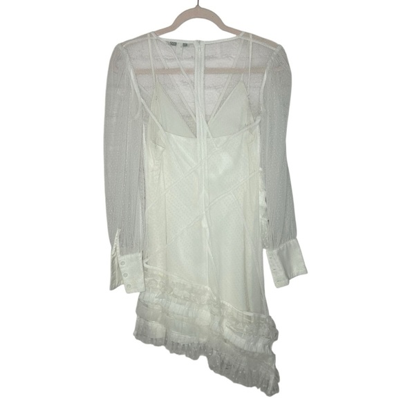 Atoir White Sheer Asymmetrical Dress with Ruffles NWOT - Picture 5 of 13